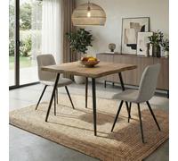Home Source Avara Contemporary Dining Set 80cm Table & Pair Upholstered Chairs in Off-White Home Source Off-White