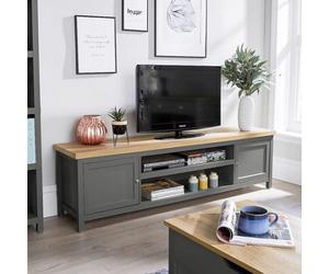 Home Source Avon 2 Door With Undershelf Storage Wide 36mm Thick Top Tv Unit Stand Graphite