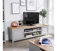 Home Source Avon 2 Door With Undershelf Storage Wide 36mm Thick Top Tv Unit Stand Grey