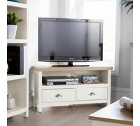Home Source Avon 2 Drawer 36mm Thick Top Compact Corner Tv Stand Unit White