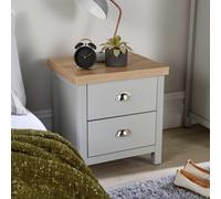 Home Source Avon 2 Drawer Grey 36mm Thick Top Bedside Table Storage Unit