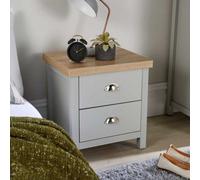 Home Source Avon 2 Drawer Grey 36mm Thick Top Bedside Table Storage Unit
