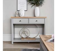 Home Source Avon 2 Drawer With Undershelf 36mm Thick Top Hallway Console Table Grey