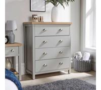 Home Source Avon 4 Drawer 36mm Thick Top Bedroom Storage Chest Grey