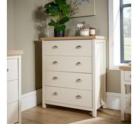 Home Source Avon 4 Drawer 36mm Thick Top Bedroom Storage Chest Off White