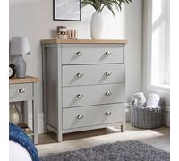Home Source Avon 4 Drawer Chest Bedroom Storage Unit 36mm Top in Grey Home Source Grey