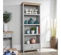 Home Source Avon 4 Shelves 1 Drawer 36mm Thick Top Bookcase Storage Unit Grey