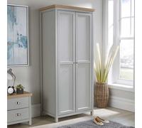 Home Source Avon Grey 2-Door Wardrobe With 36mm Sonoma Oak-Effect Top