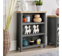 Home Source Avon Low 3 Shelves Bookcase Storage Unit Living Room 36mm Top in Dark Grey Home Source Dark Grey