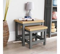 Home Source Avon Nest Of 2 Tables Set With 36mm Thick Top Graphite Grey