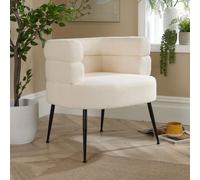 Home Source Barrel Boucle Teddy Fur Accent Chair Modern Home Living Seating in Cream Home Source Cream