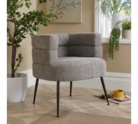 Home Source Barrel Boucle Teddy Fur Accent Chair Modern Home Living Seating in Light Grey Home Source Light Grey