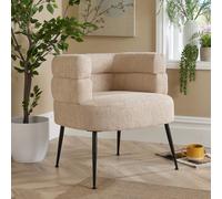 Home Source Barrel Boucle Teddy Fur Accent Chair Modern Home Living Seating in Natural Home Source Natural