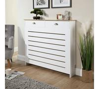Home Source Batley White & Sonoma Oak Medium Radiator Cover With Dual Storage Drawers
