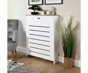 Home Source Batley White & Sonoma Oak Small Radiator Cover With Single Storage Drawer