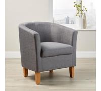 Home Source Bedford Small Padded Tub Accent Occasional Armchair Light Grey