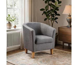 Home Source Bedford Small Padded Tub Accent Occasional Armchair Light Grey