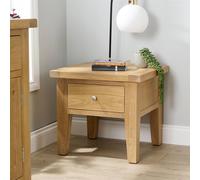 Home Source Bedroom Solid Wooden 1 Drawer Side Lamp Table Bedside Cabinet Oak Top in Light Oak Home Source Light Oak