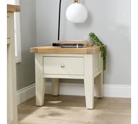 Home Source Bedroom Solid Wooden 1 Drawer Side Lamp Table Bedside Cabinet Oak Top in White Home Source White