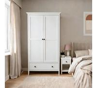 (White - 2 Door) Wardrobe 1 / 2 Door Clothes Organiser MDF Bedroom Furniture