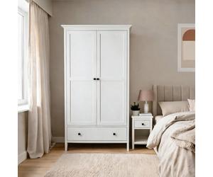 Home Source Belle Vue 2 Door Double Wardrobe With Hanging Rail White 180Cm H