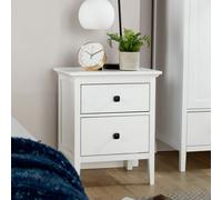 Home Source Belle Vue 2 Drawer Bedside Table White Compact Design