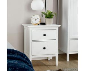 Home Source Belle Vue 2 Drawer Bedside Table White Compact Design