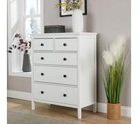 Home Source Belle Vue White 5 Drawer Chest Compact Storage Unit 80Cm Wide