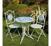 Mosaic Bistro Set Outdoor Patio Garden Furniture Table and 2 Chairs Metal Frame