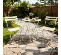 Home Source Clifton 2 Seater Cream Metal Folding Bistro Set - Wilko