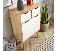 Home Source Boden 2 Drawer 2 Door Cupboard White And Oak Effect