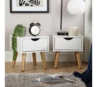 Home Source Boden Pair Of 1 Drawer White Bedside Table Storage Units