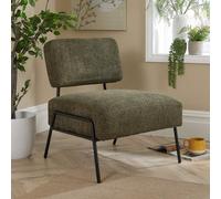 Home Source Boucle Accent Chair Black Metal Legs Modern Home Living Seating in Olive Home Source Olive