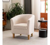Bedford Boucle Fabric Accent Occasional Tub Chair Armchair Home Source Cream One Size