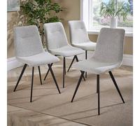 Home Source Boucle Fur Beige Set 4 Dining Chairs Kitchen Dining Room Seating in Cream Home Source Cream