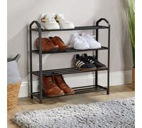 Home Source Bowland 4 Tier Metal Plastic Shoe Storage Rack Hallway Entryway Shelving