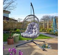 Home Source Breeze Dark Grey Outdoor Cushioned Hanging Egg Chair