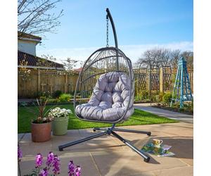 Home Source Breeze Dark Grey Outdoor Cushioned Hanging Egg Chair