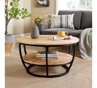 Home Source Albany Mango Wood Iron Frame Storage Shelf Coffee Table