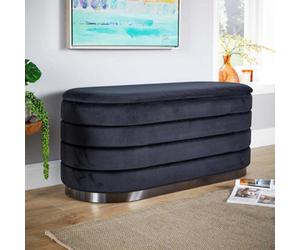 Home Source Cake Black Velvet Single Storage Ottoman