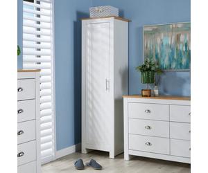 Home Source Camden 1 Door Bedroom Slim Wardrobe Storage Unit White