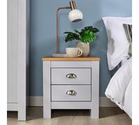 Home Source Camden 2 Drawer Bedroom Bedside Table Storage Unit Grey