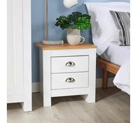 Home Source Camden 2 Drawer Bedroom Bedside Table Storage Unit White