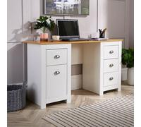 Home Source Camden 3 Drawer Pedestal Computer Storage Desk in White Home Source White