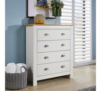 Home Source Camden 4 Drawer Chest Bedroom Storage Unit White