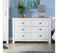 Home Source Chest of 6 Drawers Wooden Bedroom Home Clothing Storage Cabinet in White Home Source White