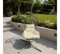 Home Source Capri Sage Green Hanging Egg Chair Pod With Water-Resistant Cushions