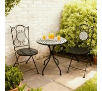 Home Source Carlton Mosaic Outdoor Bistro Table & Folding Chairs Set