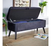 Black Velvet Fabric Hidden Storage Ottoman Box