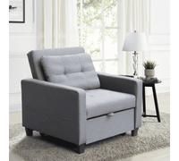 Home Source Charleston 1 Seater Linen Dark Grey Single Sofa Bed